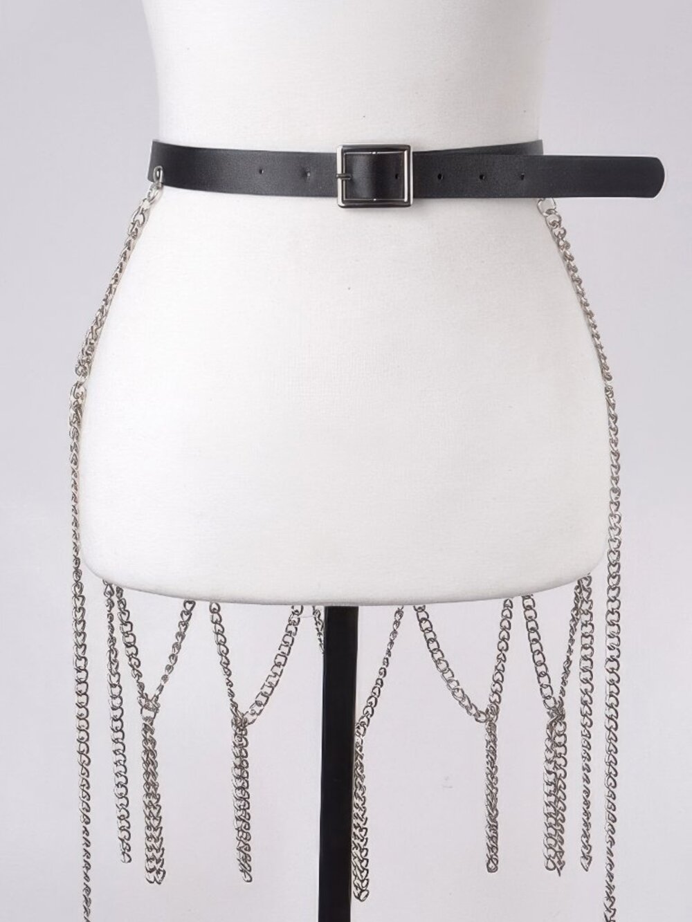 Leather Belt With Chain Skirt